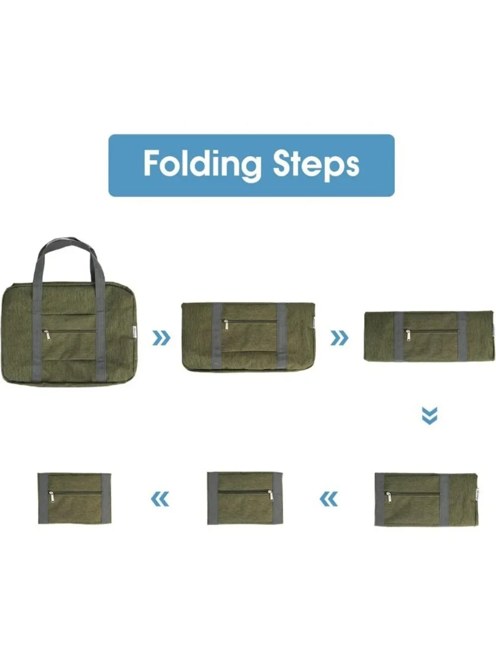 Foldable Travel Duffel Bag 30L Tote for Personal Item, Carry-On Luggage, Army